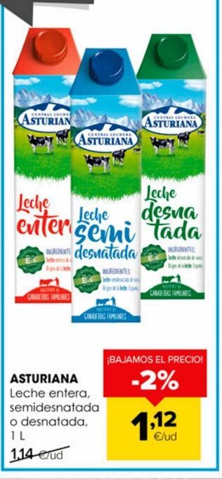 Autoservicios Familia Leche entera semidesnatada o desnatada asturiana oferta