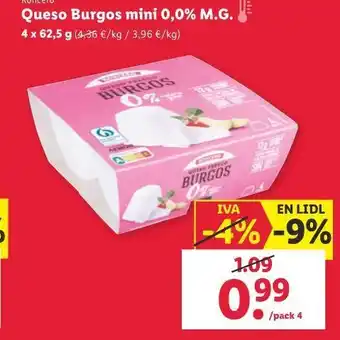 Lidl Queso burgos mini 0% oferta