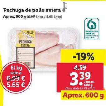 Lidl Pechuga de pollo entera oferta