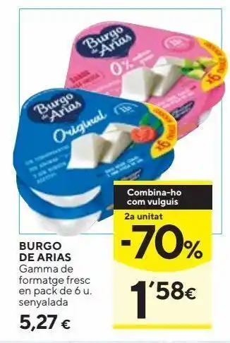 Caprabo Burgo de arias queso fresco natural pack 6x72 g oferta