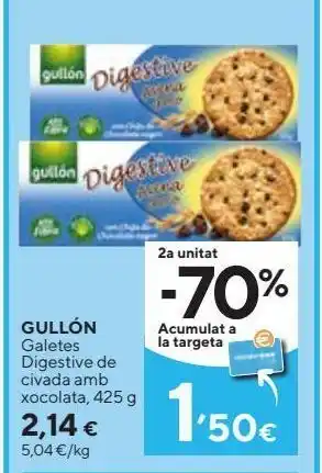 Caprabo Gullon galleta digestive avena con chocolate 425 g oferta
