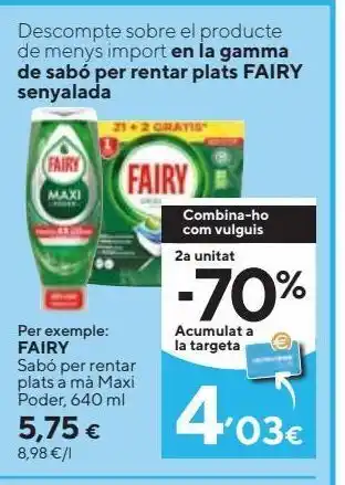 Caprabo Fairy lavavajillas mano maxipoder 640ml oferta