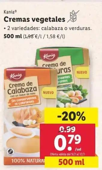 Lidl Cremas vegetales kania oferta