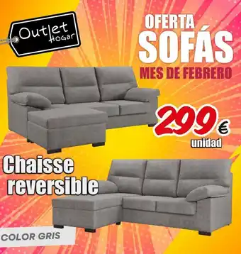 Outlet Hogar Outlet hogar chaisse reversible color gris oferta sofás mes de febrero 299€ unidad oferta