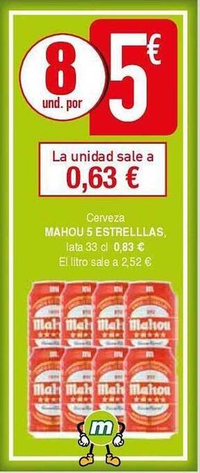 Masymas Cerveza mahou 5 estrellas oferta