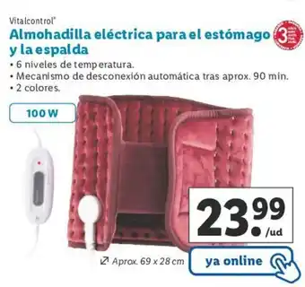 Lidl Almohadilla Eléctrica Para El Estómago Y La Espalda oferta