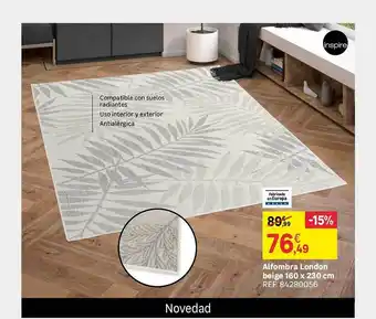 Leroy Merlin Alfombra london beige 160 x 230 cm oferta