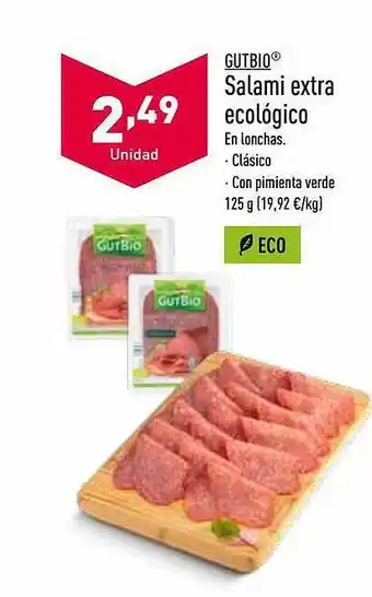 ALDI Gutbio salami extra ecológico oferta