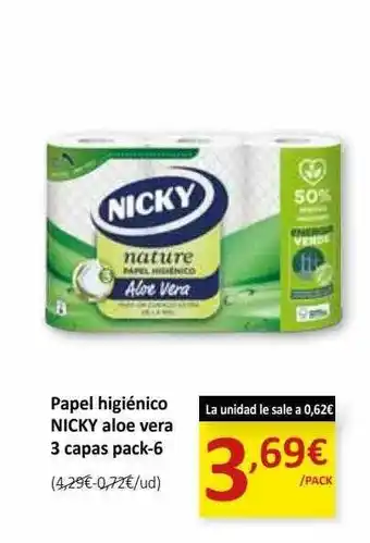 SPAR Papel higiénico nicky aloe vera 3 capas oferta
