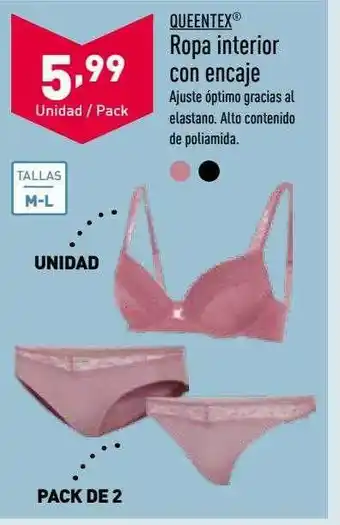 ALDI Queentex ropa interior con encaje oferta