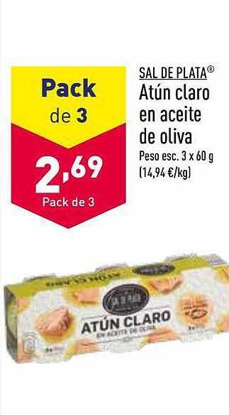 ALDI Sal de plata atún claro en aceite de oliva oferta