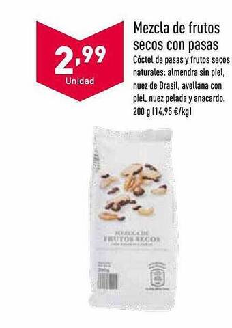 ALDI Mezcla de frutos secos con pasas oferta