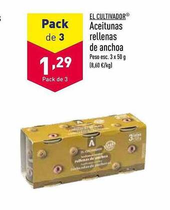 ALDI El cultivador aceitunas rellenas de anchoa oferta