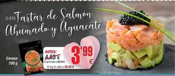 Abordo Tartar de salmón ahumado y aguacate oferta