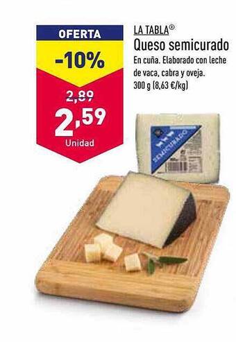 ALDI La tabla queso semicurado oferta