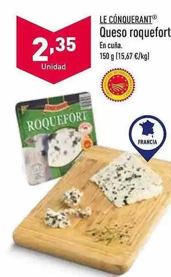 ALDI Le cónquerant queso roquefort en cuña oferta