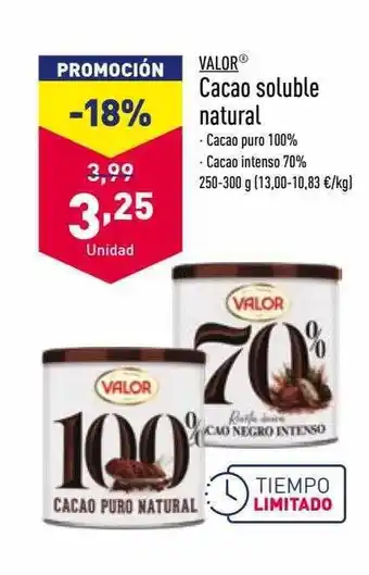 ALDI Valor cacao soluble natural oferta
