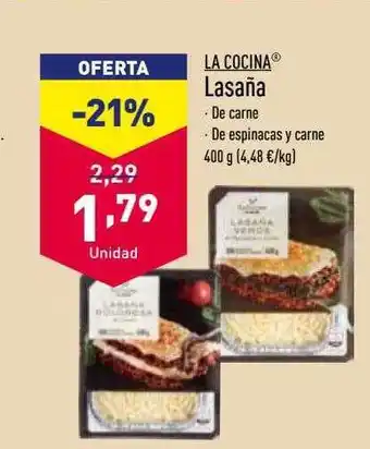 ALDI La cocina lasaña oferta