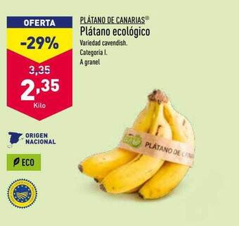 ALDI Plátano de canarias platano ecologico oferta