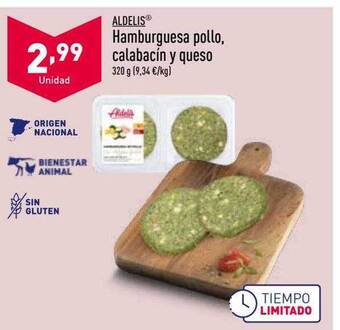 ALDI Aldelis hamburguesa pollo calabacin y queso oferta