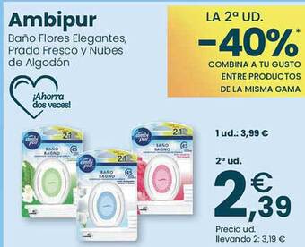 Clarel Ambipur baño flores elegantes prado fresco y nubes de algodón oferta