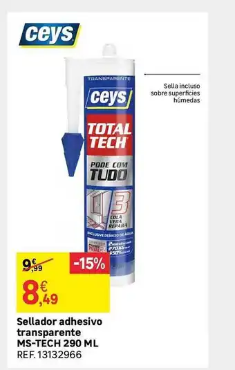 Leroy Merlin Ceys sellador adhesivo transparente ms-tech 290 ml oferta