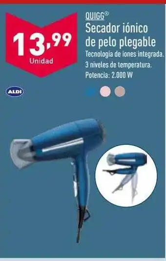 ALDI Quigg secador iónico de pelo plegable oferta