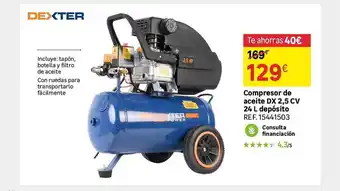 Leroy Merlin Dexter compresor de aceite dx 2.5 cv 24l depósito oferta