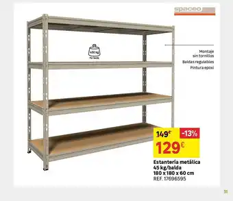 Leroy Merlin Estanteria metálica 45kg balda 180 x 180 x 60 cm oferta