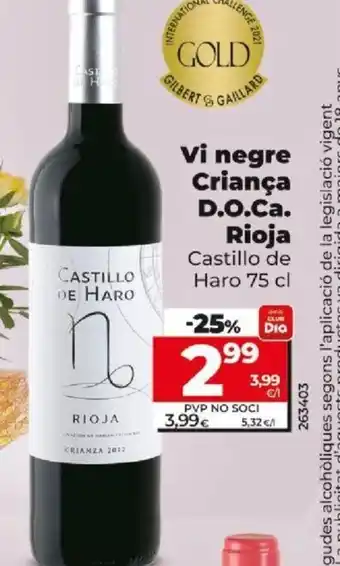 Dia Vi Negre Criança D.O.Ca. Rioja oferta