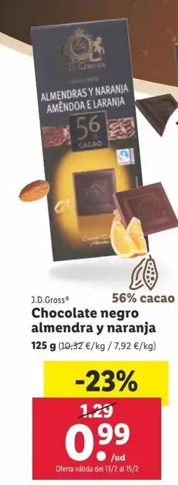 Lidl Chocolate negro j. d. gross oferta