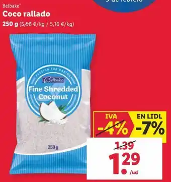 Lidl Coco rallado belbake oferta