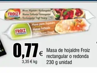 FROIZ Masa de Hojaldre Froiz Rectangular o Redonda 230g unidad oferta