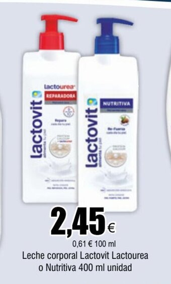 FROIZ Leche Corporal Lactovit Lactourea o Nutritiva 400ml Unidad oferta