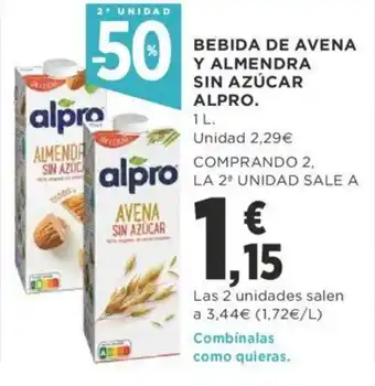 Supercor Bebida de Avena Y Almendra Sin Azúcar Alpro oferta