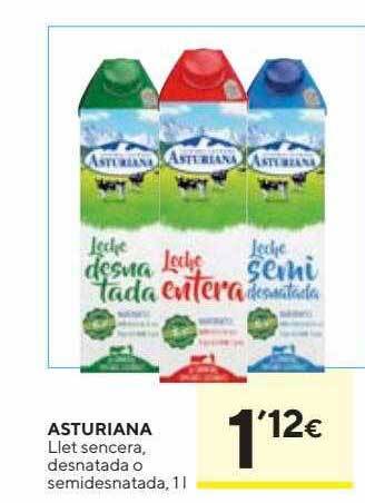 Caprabo Asturiana llet sencera, desnatada o semidesnatada oferta