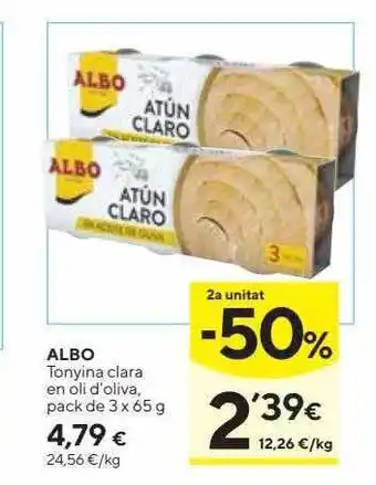 Caprabo 2a unitat -50% albo tonyiana clara en oli d'oliva oferta