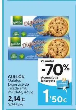 Caprabo Gullón galetes digestive de civada amb xocolata oferta