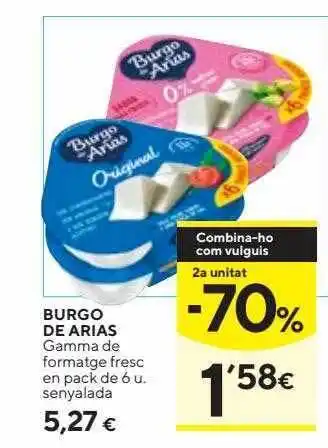Caprabo Burgo de arias gamma de formatge fresc en pack oferta
