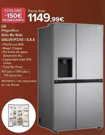Costco Lg frigorifico side by side gslv51pzxe e.e.e oferta