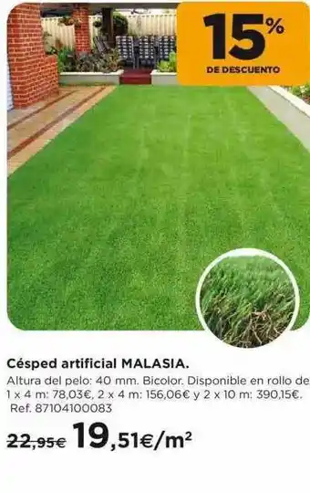 BriCor Césped artificial Malasia Altura del pelo: 40mm. Bicolor. Disponible en rollo de 1x4 m, 2x4 m y 2x10 m oferta