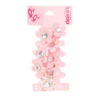 Claire's Claire's club flower hair ties - pink, 4 pack oferta