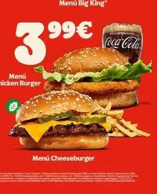 Burger King 99€ original coca-cola cheburger 20 a puratos supreme c www.burgertingas coca cola no disponib 2000 burger king corporati oferta