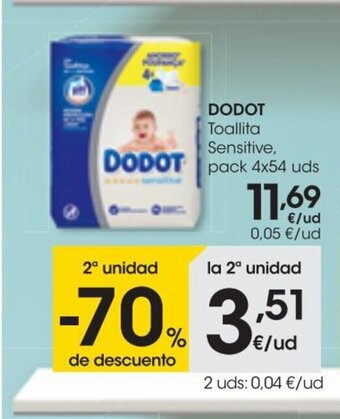 Eroski Dodot Toallita Sensitive pack 4x54 uds oferta