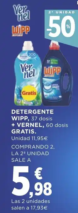 Supercor Detergente Wipp + Vernel Gratis oferta