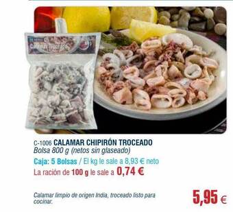 Abordo Calamar chipirón troceado oferta