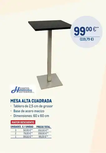 Makro Mesa alta cuadrada oferta