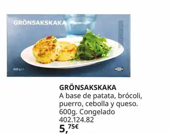 IKEA Grönsakskaka a base de patata brócoli puerro cebolla y queso congelado oferta