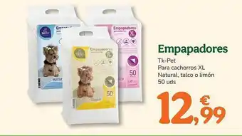 TiendAnimal Empapadores tk-pet para cachorros xl natural talco o limón oferta