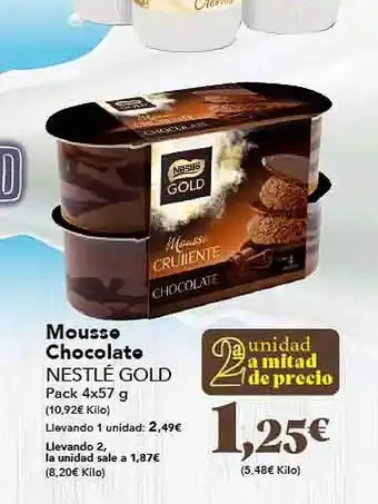 Gadis Mousse chocolate nestlé gold oferta